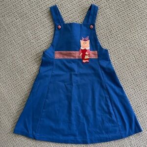 Chocolate Soup girls vintage pinafore dress size 6 cat appliqué boutique